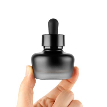 30ml Custom Sprayed Gradient Black Flat Glass Essential Oil Bottle with Dropper Lid for Serum Cosmetic Oil Packaging