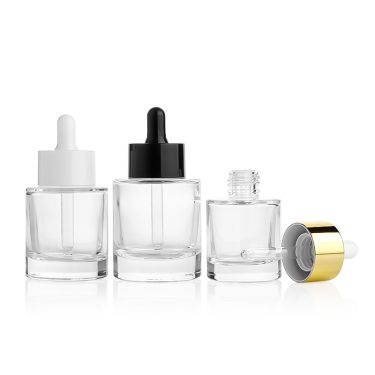 30ml 40ml 60ml Round Clear Glass Essential Oil Bottle with Dropper Lid for Serum Oil Packaging