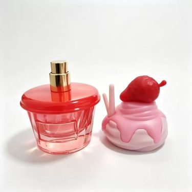 25Ml Ice Cream Shape Perfume Glass Bottle Stock Clear Refillable Glass Bottle Crimp Neck Press Spray Bottle