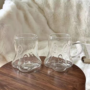Creative Ghost Shaped Clear Glass Mug With Handle For Coffee Latte Juice And Household Daily Drinks