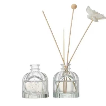 100ml Vintage Embossed Lady Face Clear Glass Reed Diffuser Bottle Empty No Fire Rattan Aroma Oil Container