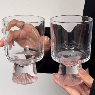 Pink Mountain Glass Cup Luxury Creative Goblet Beverage Cup Coffee Cone Wine Glass