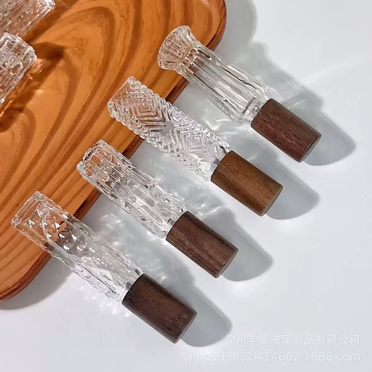 10ml Transparent Glass Perfume Spray Bottle Portable Empty Atomizer With Premium Wooden Cap