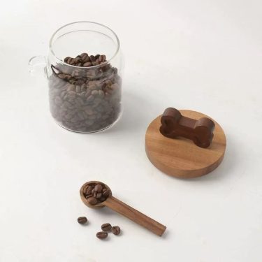High Borosilicate Glass Storage Jar With Wooden Lid And Spoon for Kitchen Coffee Bean Organization