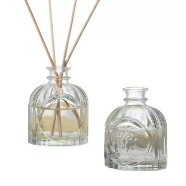 100ml Vintage Embossed Lady Face Clear Glass Reed Diffuser Bottle Empty No Fire Rattan Aroma Oil Container