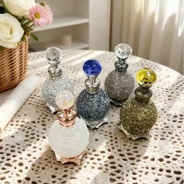 15ml Luxury Rhinestone Glass Perfume Bottle Refillable Essential Oil Dropper Bottle Middle East Dubai Decorative Fragrance Container