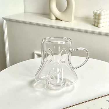 Creative Ghost Shaped Clear Glass Mug With Handle For Coffee Latte Juice And Household Daily Drinks