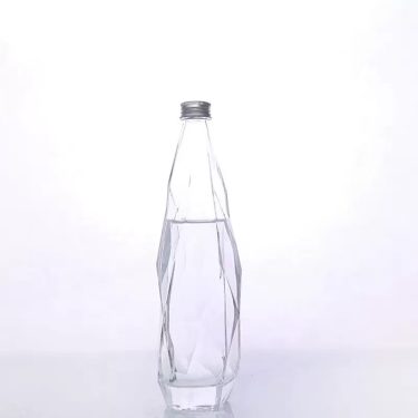 500ml Irregular Diamond Cut Clear Glass Beverage Fruit Wine Bottle