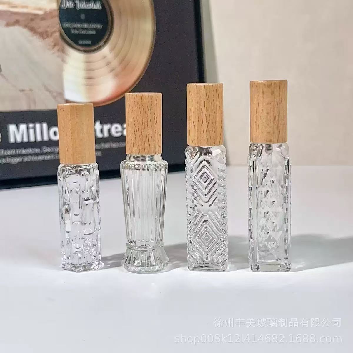 10ml Transparent Glass Perfume Spray Bottle Portable Empty Atomizer With Premium Wooden Cap