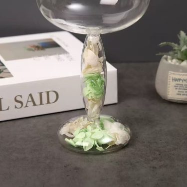Creative Dried Flower Glass Goblet Wedding Banquet Champagne Cup Color Contrast Cocktail Martini Glass For Bar Party