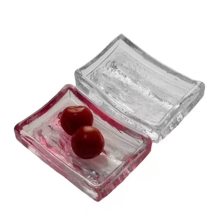 Minimalist Square Glass Condiment Dish Small Appetizer Plate For Sashimi Hot Pot Sauce Wasabi Vinegar