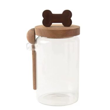High Borosilicate Glass Storage Jar With Wooden Lid And Spoon for Kitchen Coffee Bean Organization
