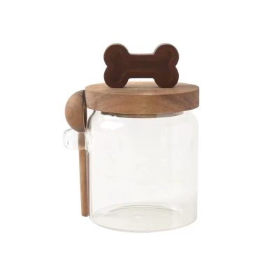 High Borosilicate Glass Storage Jar With Wooden Lid And Spoon for Kitchen Coffee Bean Organization
