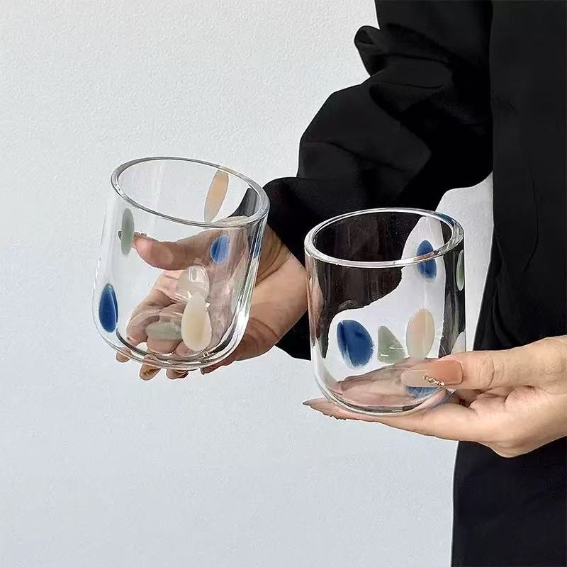 Creative Wide Mouth Glass Cups For Household Water Milkshake Juice Beverage Serving