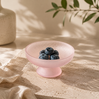 High Appearance Small Exquisite Glacier Glass Stemmed Plate For Candy Snack Fruit Storage