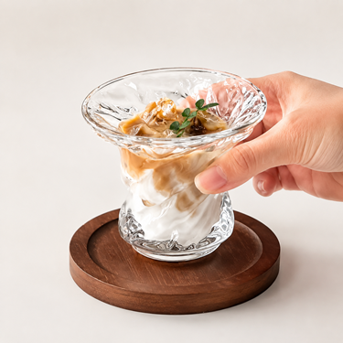 High Beauty Wide Rim Reversed Mouth Clear Glass Coffee Cup For Latte Flat White Juice Daily Drinking