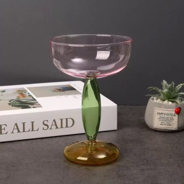 Creative Dried Flower Glass Goblet Wedding Banquet Champagne Cup Color Contrast Cocktail Martini Glass For Bar Party