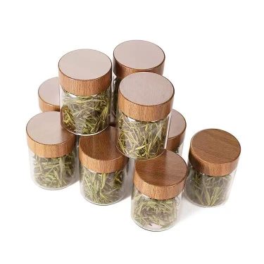 High Borosilicate Glass Storage Jars With Bamboo Lid For Tea Dendrobium Packaging