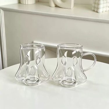 Creative Ghost Shaped Clear Glass Mug With Handle For Coffee Latte Juice And Household Daily Drinks