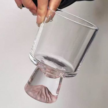 Pink Mountain Glass Cup Luxury Creative Goblet Beverage Cup Coffee Cone Wine Glass