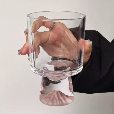 Pink Mountain Glass Cup Luxury Creative Goblet Beverage Cup Coffee Cone Wine Glass