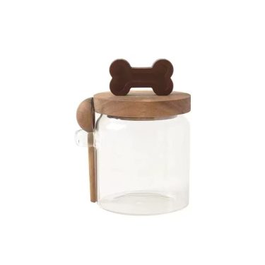 High Borosilicate Glass Storage Jar With Wooden Lid And Spoon for Kitchen Coffee Bean Organization