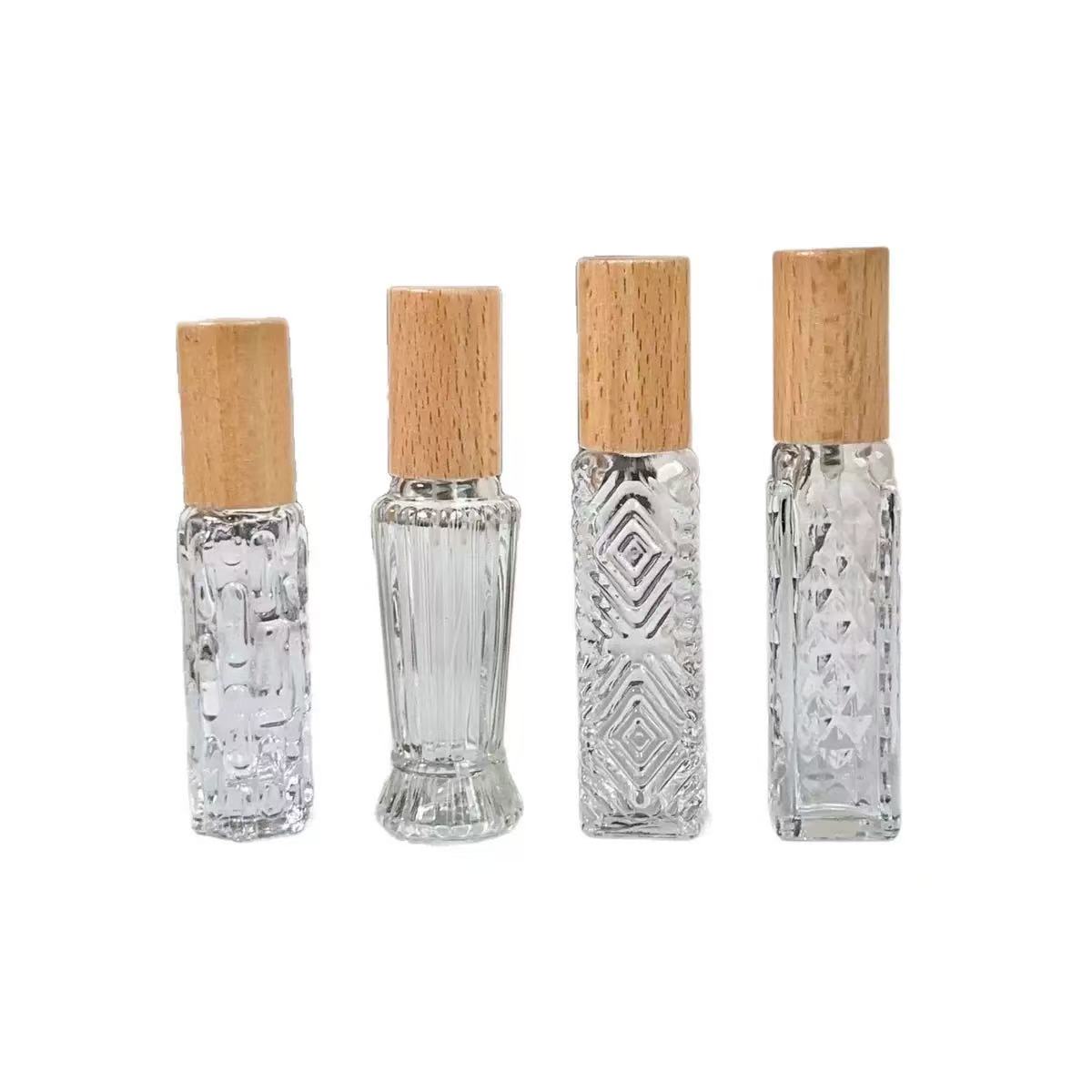 10ml Transparent Glass Perfume Spray Bottle Portable Empty Atomizer With Premium Wooden Cap