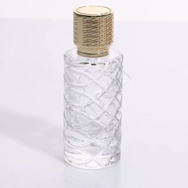 50Ml Middle Eastern Style Empty Perfume Glass Bottle High End Fashion With Embossed Texture Gold Cap