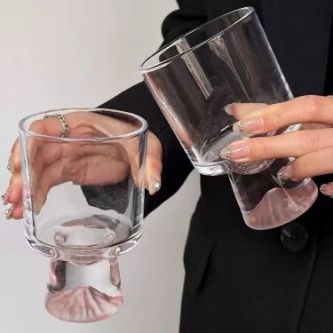Pink Mountain Glass Cup Luxury Creative Goblet Beverage Cup Coffee Cone Wine Glass
