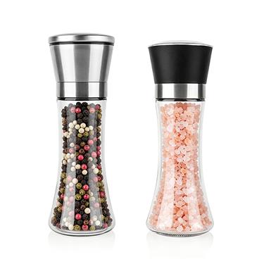 200ml Manual Salt Pepper Grinder Adjustable Ceramic Core Hourglass Glass Spice Grinding Bottle For Kitchen Seasoning