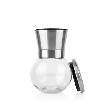 Spherical Clear Glass Manual Pepper Grinder Stainless Steel Seasoning Mill For Salt Pepper Wholesale