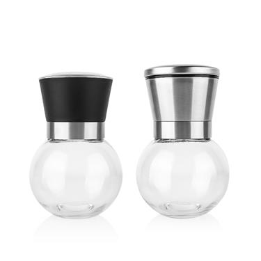 Spherical Clear Glass Manual Pepper Grinder Stainless Steel Seasoning Mill For Salt Pepper Wholesale