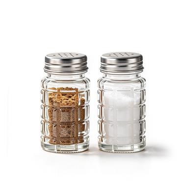 50ml Grid Pattern Glass Spice Jar With Aluminum Screw Lid