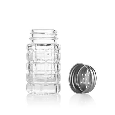 50ml Grid Pattern Glass Spice Jar With Aluminum Screw Lid