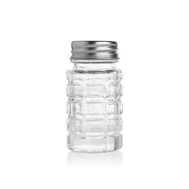 50ml Grid Pattern Glass Spice Jar With Aluminum Screw Lid