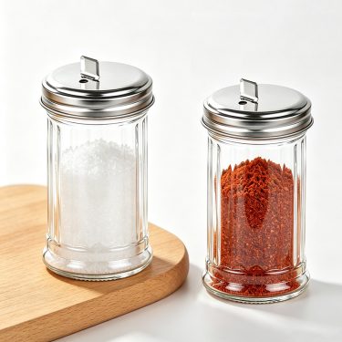 360ml Clear Glass Spice Jar with Metal Lid Airtight Food Storage Container for Herbs Spices Seasonings Kitchen