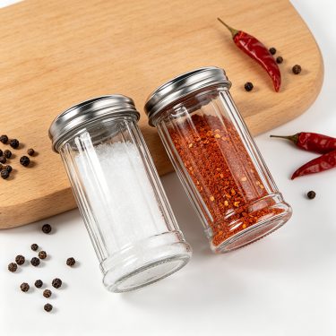 360ml Clear Glass Spice Jar with Metal Lid Airtight Food Storage Container for Herbs Spices Seasonings Kitchen