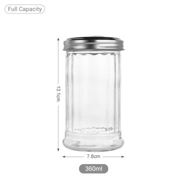 360ml Clear Glass Spice Jar with Metal Lid Airtight Food Storage Container for Herbs Spices Seasonings Kitchen