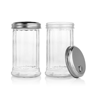 360ml Clear Glass Spice Jar with Metal Lid Airtight Food Storage Container for Herbs Spices Seasonings Kitchen