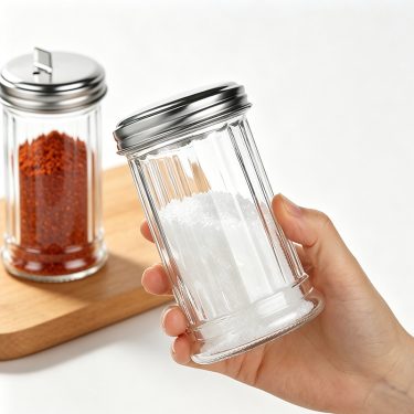 360ml Clear Glass Spice Jar with Metal Lid Airtight Food Storage Container for Herbs Spices Seasonings Kitchen