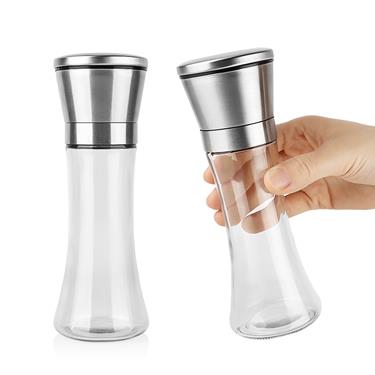 200ml Manual Salt Pepper Grinder Adjustable Ceramic Core Hourglass Glass Spice Grinding Bottle For Kitchen Seasoning