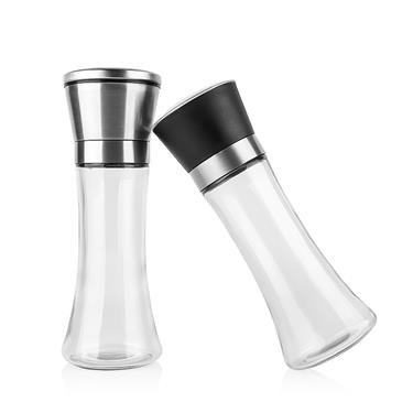 200ml Manual Salt Pepper Grinder Adjustable Ceramic Core Hourglass Glass Spice Grinding Bottle For Kitchen Seasoning