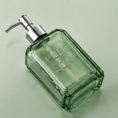 550ml Custom Glass Hand Soap Bottle with Pump Refillable Square Liquid Dispenser