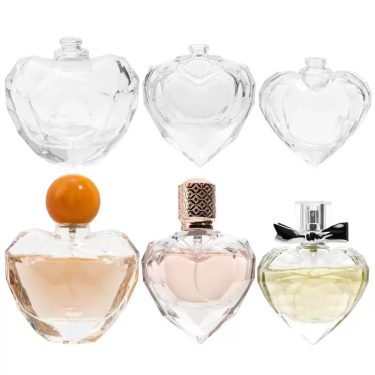 Heart Shaped Perfume Glass Bottle 50ml 60ml 100ml Creative Press Spray Bottle In Stock