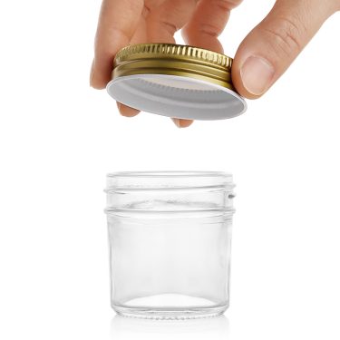 75ml Glass Mason Jar Small Clear Food Storage Jar with Gold Metal Lid for Honey Jam Spices Sauce and Custom Packaging