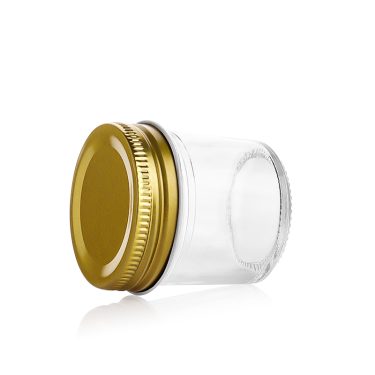 75ml Glass Mason Jar Small Clear Food Storage Jar with Gold Metal Lid for Honey Jam Spices Sauce and Custom Packaging
