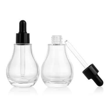 40ml 1.4oz Unique Bulb Shape Glass Serum Bottle with Dropper for Skincare Essential Oil and Facial Serum Packaging