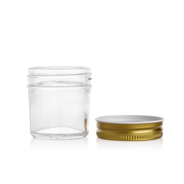 75ml Glass Mason Jar Small Clear Food Storage Jar with Gold Metal Lid for Honey Jam Spices Sauce and Custom Packaging