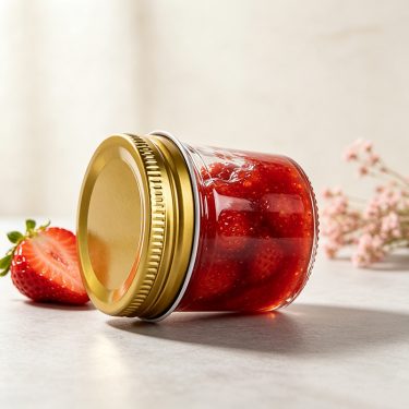 75ml Glass Mason Jar Small Clear Food Storage Jar with Gold Metal Lid for Honey Jam Spices Sauce and Custom Packaging