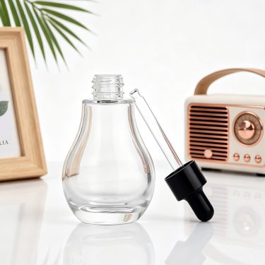 40ml 1.4oz Unique Bulb Shape Glass Serum Bottle with Dropper for Skincare Essential Oil and Facial Serum Packaging